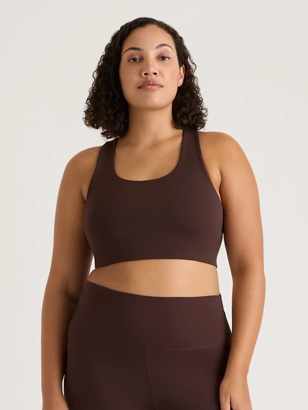 NWT QUINCE Ultra-Form Scoop Neck Longline Bra Medium Espresso 7547